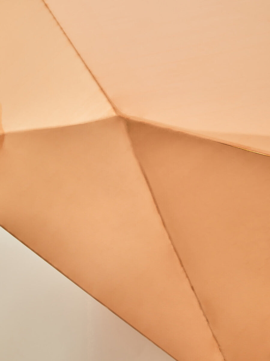 Gold Diamond Cut Stainless Steel Coffee Table With Hexagonal Tabletop, Allure