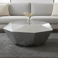 Silver Diamond Cut Stainless Steel Coffee Table With Hexagonal Tabletop, Allure
