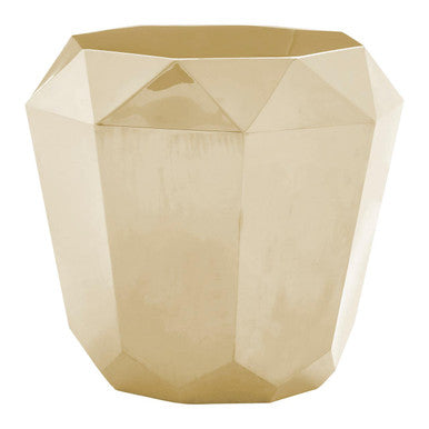 Champagne Gold Diamond Cut Stainless Steel End Table With Hexagonal Tabletop, Allure