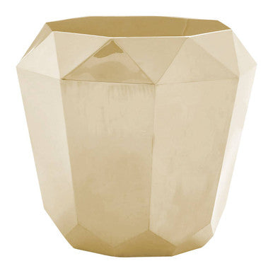 Champagne Gold Diamond Cut Stainless Steel End Table With Hexagonal Tabletop, Allure