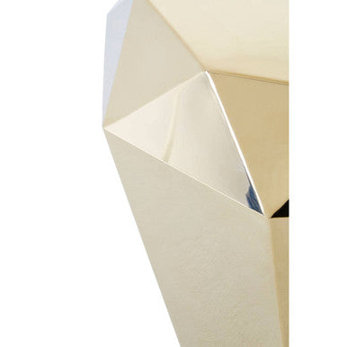 Champagne Gold Diamond Cut Stainless Steel End Table With Hexagonal Tabletop, Allure