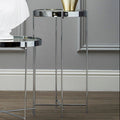 Mirrored Glass Top Tall Side Table With Silver Slim Metal Legs, Allure