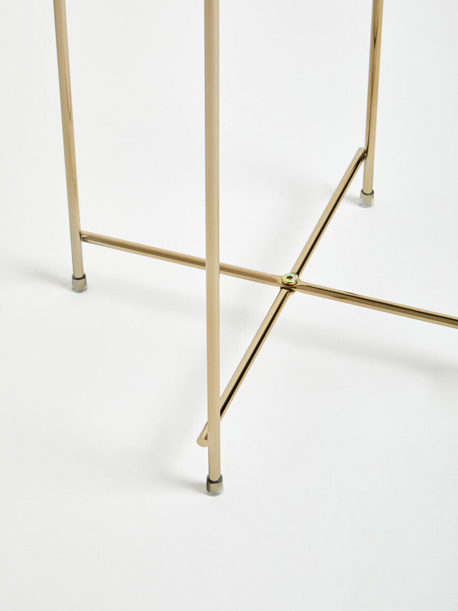 Mirrored Glass Top Tall Side Table With Black Slim Metal Legs, Allure