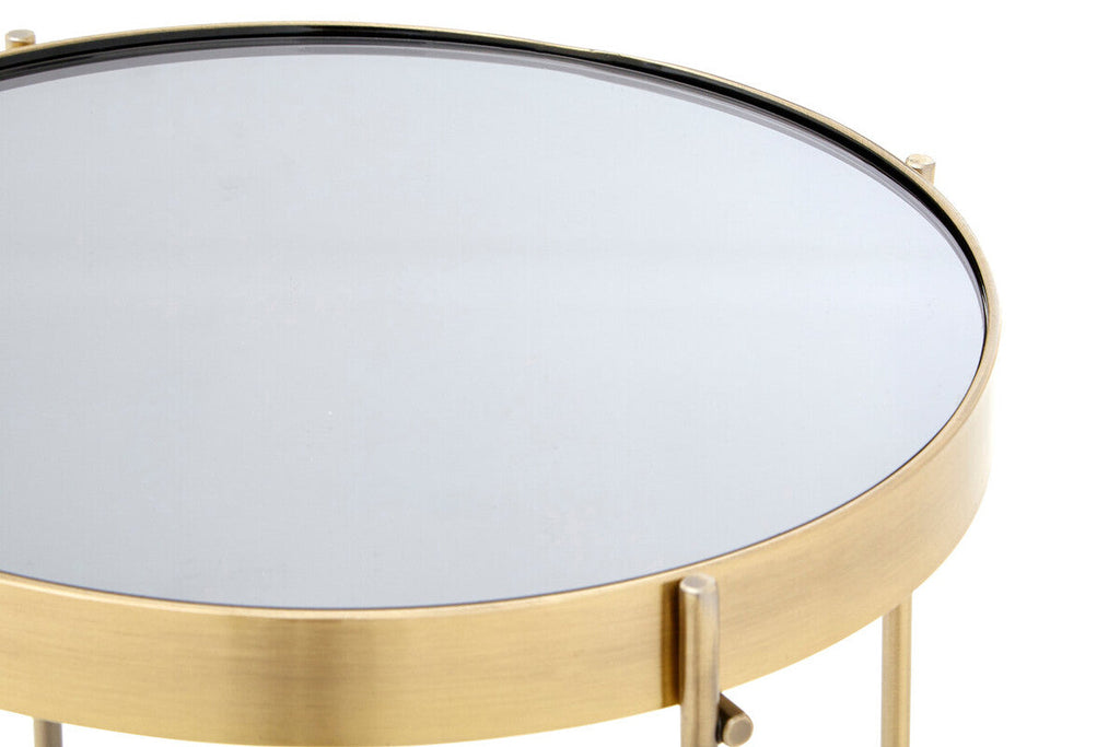 Mirrored Glass Top Tall Side Table With Black Slim Metal Legs, Allure