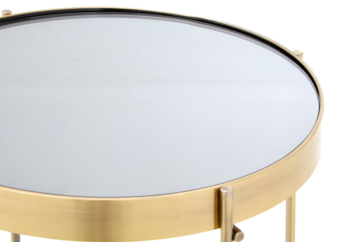 Mirrored Glass Top Tall Side Table With Black Slim Metal Legs, Allure
