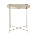 Grey Mirror Side Table With Slim Tubular Metal Legs, Allure