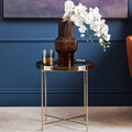Black Mirror Side Table With Slim Tubular Metal Legs, Allure