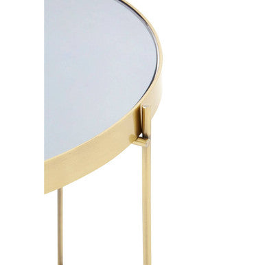 Black Mirror Side Table With Slim Tubular Metal Legs, Allure