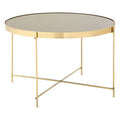 Brushed Bronze Lattice Base Large Side Table With Black Mirror Tabletop, Allure