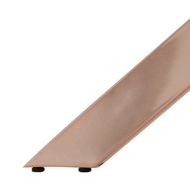 Rectangular Tempered Glass Top Dining Table With Intersecting Rose Gold Stainless Steel Base, Allure