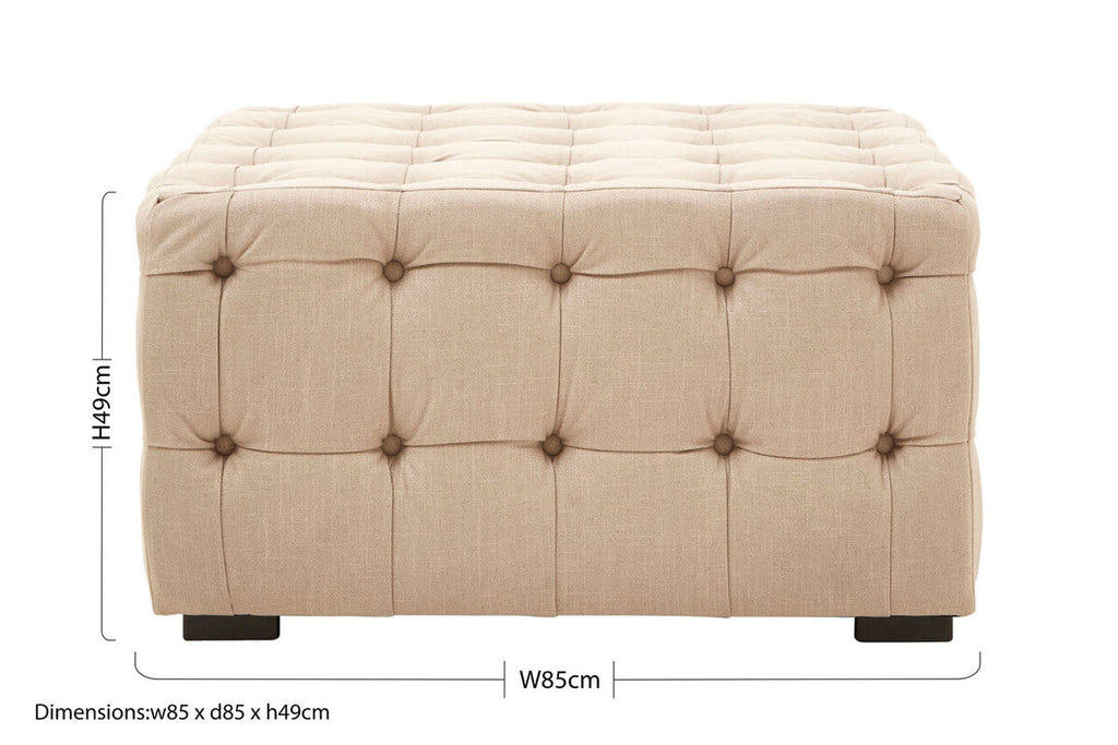 Stella Beige Linen Button Tufted Stool