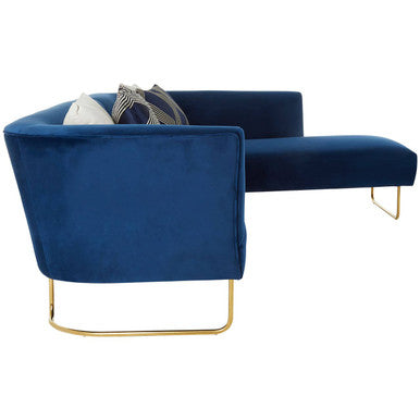 5 Seat Dark Blue Velvet Corner-Sofa, Renee