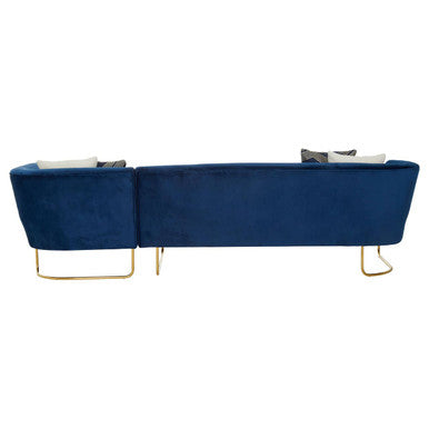5 Seat Dark Blue Velvet Corner-Sofa, Renee