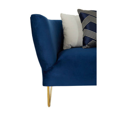 5 Seat Dark Blue Velvet Corner-Sofa, Renee