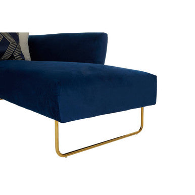 5 Seat Dark Blue Velvet Corner-Sofa, Renee