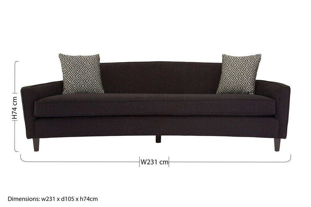 3 Seat Black Dimity Fabric Sofa, Rania