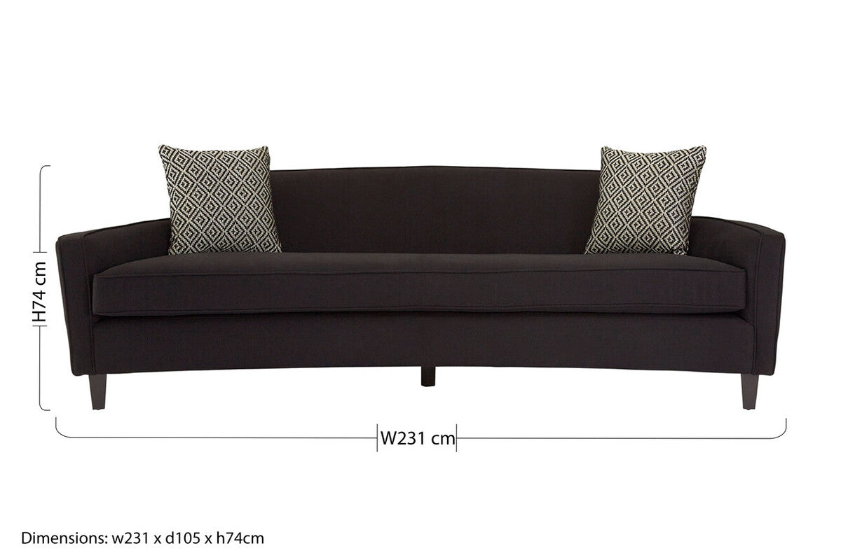 3 Seat Black Dimity Fabric Sofa, Rania