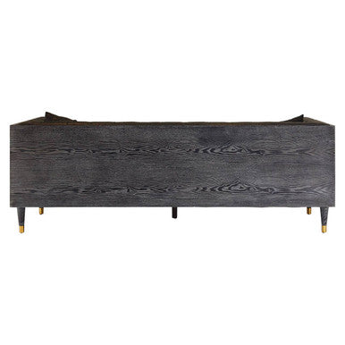 3 Seat Black Leather Sofa, Raven