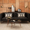 3 Seat Black Leather Sofa, Raven