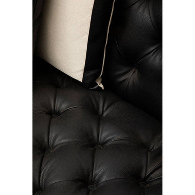 3 Seat Black Leather Sofa, Raven