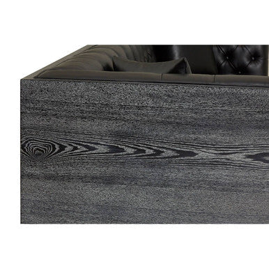 3 Seat Black Leather Sofa, Raven