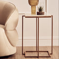 White Marble Top Side Table With Gold Iron Legs, Shalimar