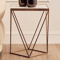 Natural Round Marble Top Side Table With Geometric Gold Metal Base, Shalimar
