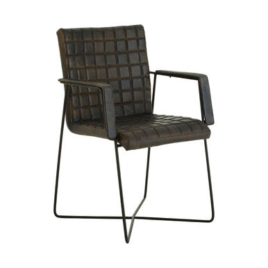 Buffalo Iron & Grey Leather Weave Chair