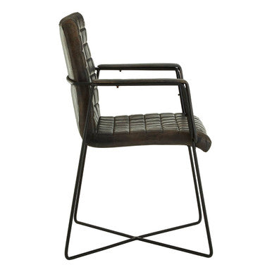 Buffalo Iron & Grey Leather Weave Chair