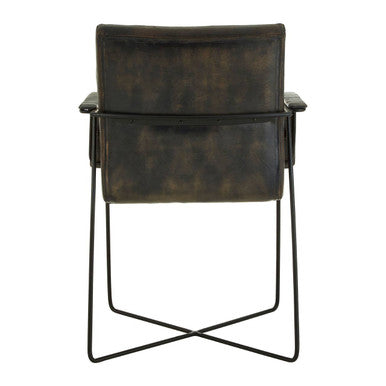 Buffalo Iron & Grey Leather Weave Chair