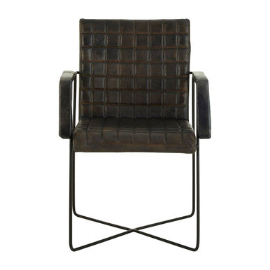 Buffalo Iron & Grey Leather Weave Chair
