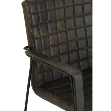 Buffalo Iron & Grey Leather Weave Chair