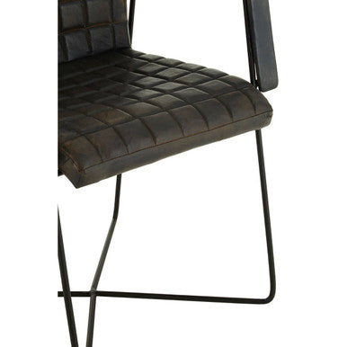 Buffalo Iron & Grey Leather Weave Chair