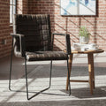 Buffalo Iron & Grey Leather Weave Chair