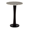 White & Black Two-Tone Geometric Acacia Wood Bar Table With Black Iron Pedestal Base, Artisan