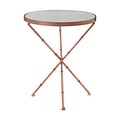 White Marble Top Side Table With Slim Copper Cross Leg , Nirav
