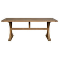 Aged Grey Oak Dining Table With Prominent Silvery Grain & Crossed Base, Lyon