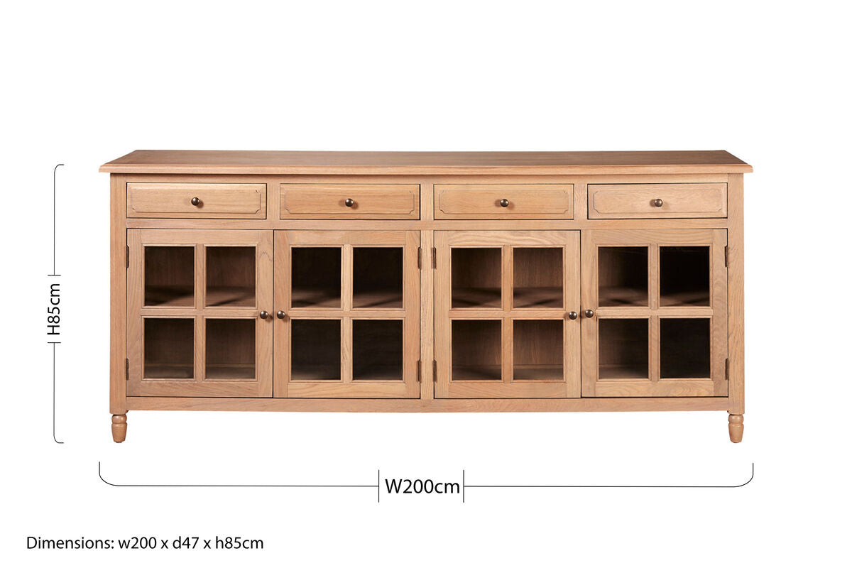 Lyon Oak Wood Sideboard In Washed Grey