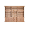 Lyon Washed Grey Oak Wood Large Bookcase With Ladder
