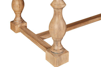 Brown American Oak Wood Whitewash Top Black Dining Table With Carved Legs, Lyon