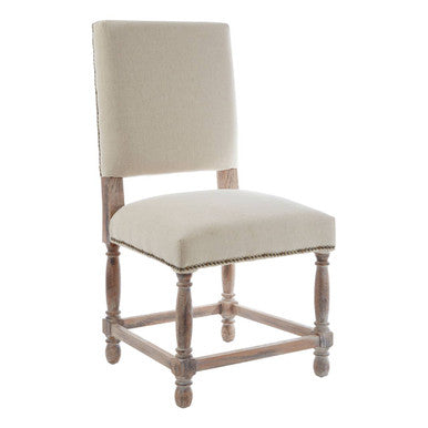 Lyon Linen Dining Chair With Oak Wood Whitewash Finish