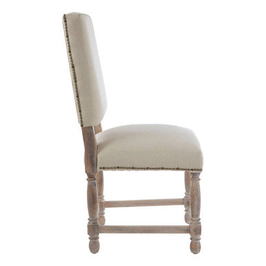 Lyon Linen Dining Chair With Oak Wood Whitewash Finish