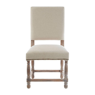 Lyon Linen Dining Chair With Oak Wood Whitewash Finish