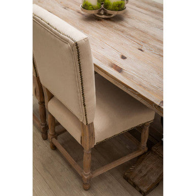 Lyon Linen Dining Chair With Oak Wood Whitewash Finish
