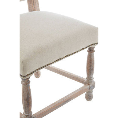 Lyon Linen Dining Chair With Oak Wood Whitewash Finish