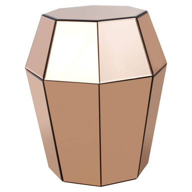 Faceted Rose Gold Mirrored Glass Side Table, Kensington Townhouse