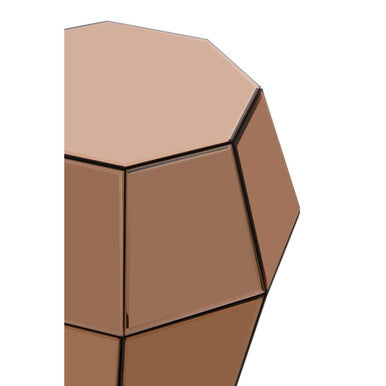 Faceted Rose Gold Mirrored Glass Side Table, Kensington Townhouse