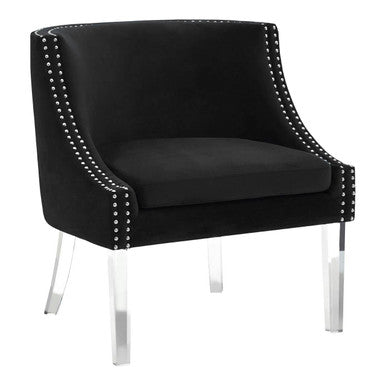 Clarence Black Velvet Chair With Acrylic Legs