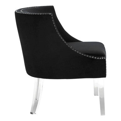 Clarence Black Velvet Chair With Acrylic Legs