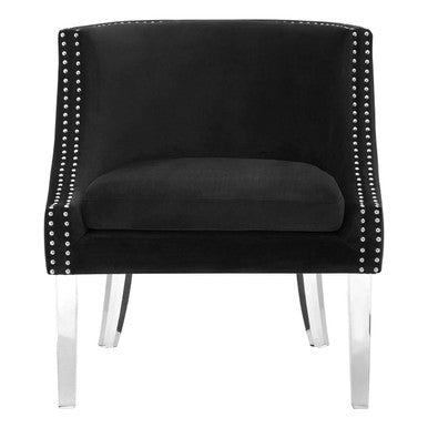 Clarence Black Velvet Chair With Acrylic Legs